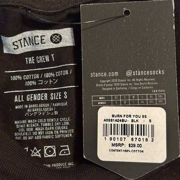 NWT Stance "Burn for You" Graphic Black T Shirt Men S - Picture 7 of 7